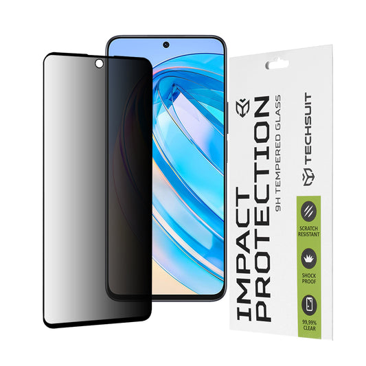 Ochranná fólia na displej Privacy Techsuit pre Honor X8a / X8 4G, tvrdené sklo, plné lepidlo, 111D