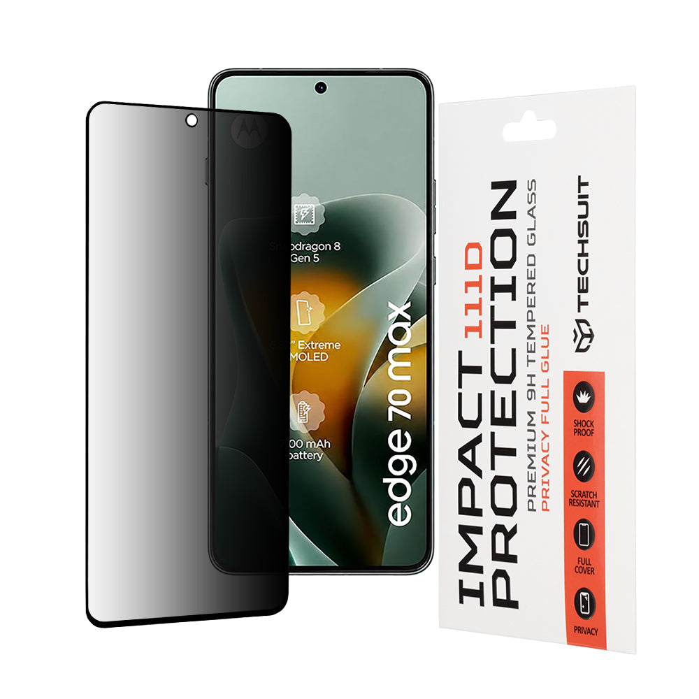 Ochranná fólia na displej Privacy Techsuit pre Motorola Edge 70 Max, tvrdené sklo, plné lepidlo, 111D