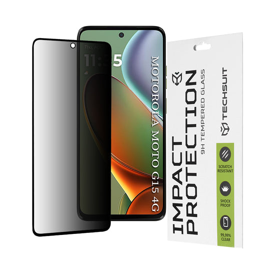 Ochranná fólia na displej Privacy Techsuit pre Motorola Moto G15 / G15 Power, tvrdené sklo, plné lepidlo, 111D