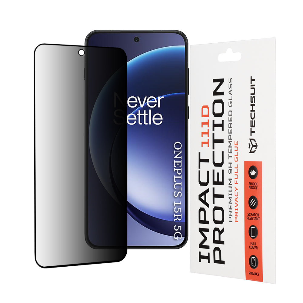 Ochranná fólia na displej Privacy Techsuit pre OnePlus 15R, Tvrdené sklo, Full Glue, 111D
