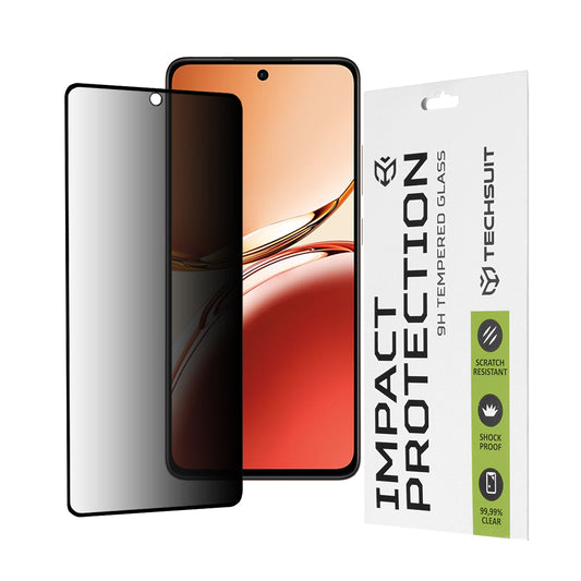Ochranná fólia na displej Privacy Techsuit pre Oppo Reno12 FS 5G / Reno12 FS 4G / Reno12 F 4G / Reno12 F, tvrdené sklo, plné lepidlo, 111D