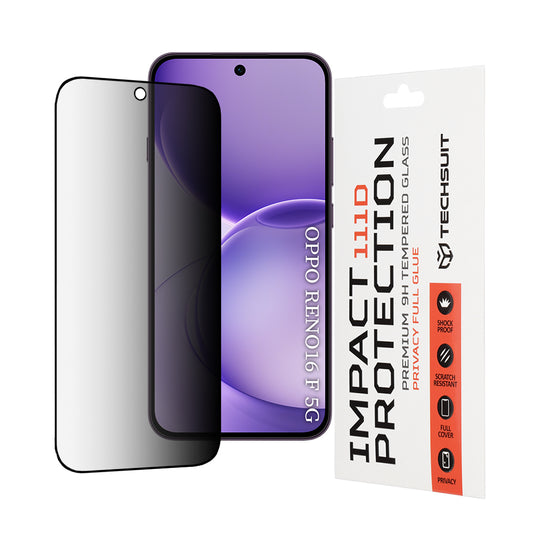 Ochranná fólia na displej Privacy Techsuit pre Oppo Reno16 F / Reno16 FS, tvrdené sklo, plné lepidlo, 111D