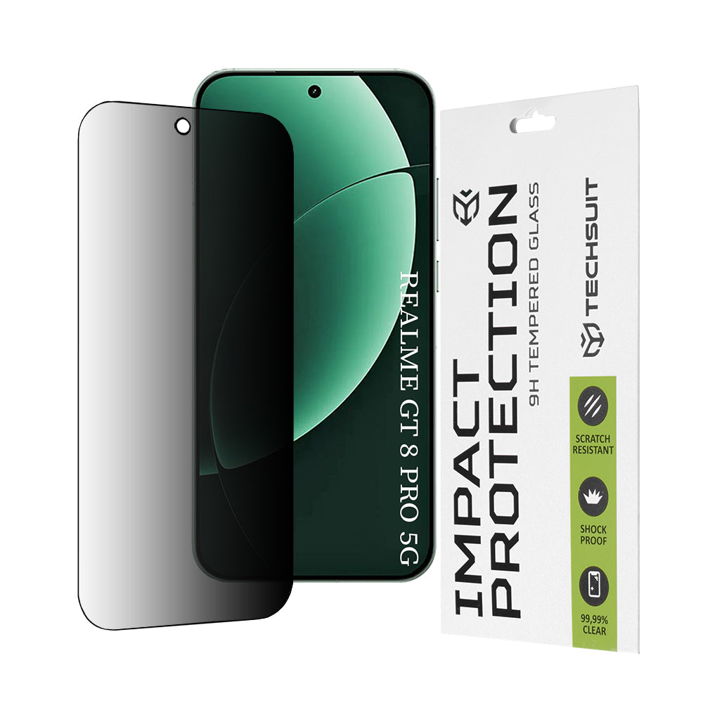 Privacy Techsuit Screen Protection Film for Realme GT 8 Pro, Tempered Glass, Full Glue, 111D