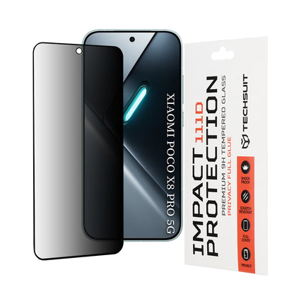 Ochranná fólia Privacy Techsuit pre Xiaomi Poco X8 Pro, Tvrdené sklo, Full Glue, 111D