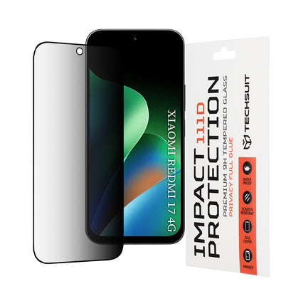 Ochranná fólia na displej Privacy Techsuit pre Xiaomi Redmi 17 5G / 17 4G, tvrdené sklo, plné lepidlo, 111D