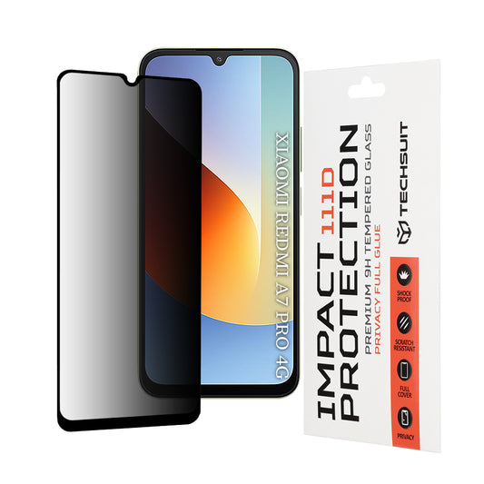 Ochranná fólia na displej Privacy Techsuit pre Xiaomi Redmi A7 Pro 4G, tvrdené sklo, plné lepidlo, 111D