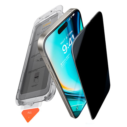 Privacy Screen Protector Torras GlassGo Install Master for Apple iPhone 16 Pro, Tempered Glass, Full Glue