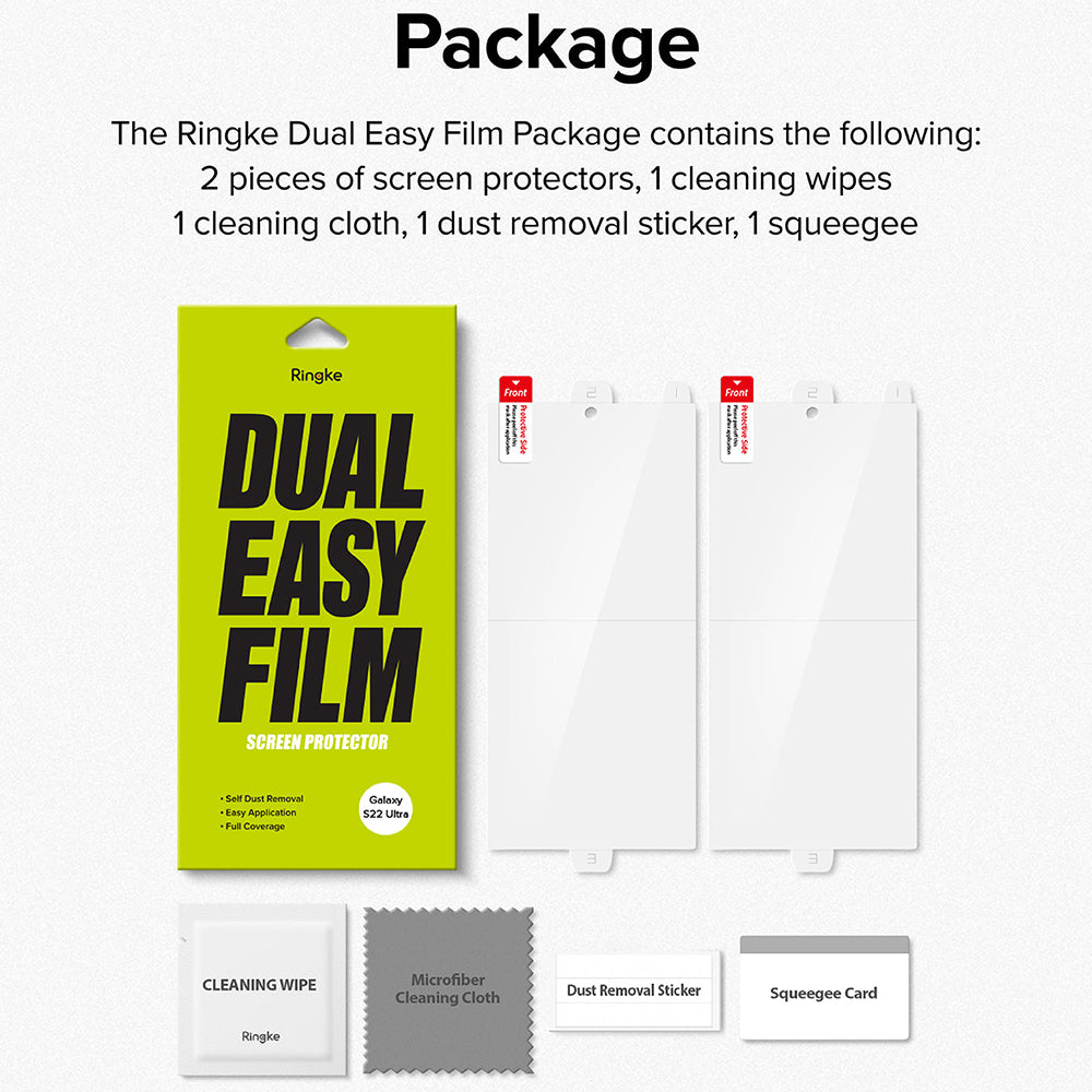 Ochranná fólia na displej Ringke Dual Easy pre Samsung Galaxy S22 Ultra 5G S908, Plast, Sada 2 kusy