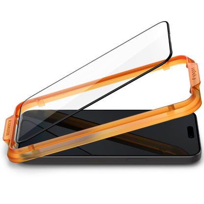 Spigen GlastR Align Master Screen Protector for Apple iPhone 15 Plus, Tempered Glass, Full Glue, Set of 2 pieces, Black AGL06886