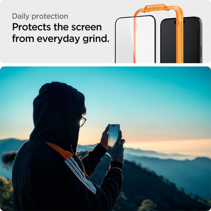 Spigen GlastR Align Master Screen Protector for Apple iPhone 15 Plus, Tempered Glass, Full Glue, Set of 2 pieces, Black AGL06886