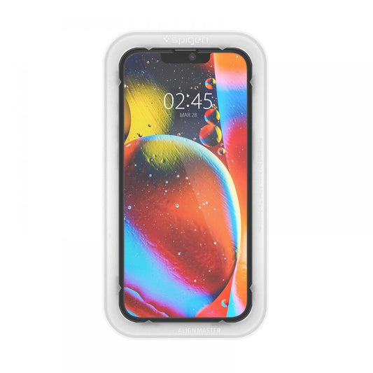 Ochranná fólia na displej Spigen GlastR Align Master pre Apple iPhone 17e / 16e / 14 / 13 Pro, Tvrdené sklo, Full Glue, Čierna AGL03725
