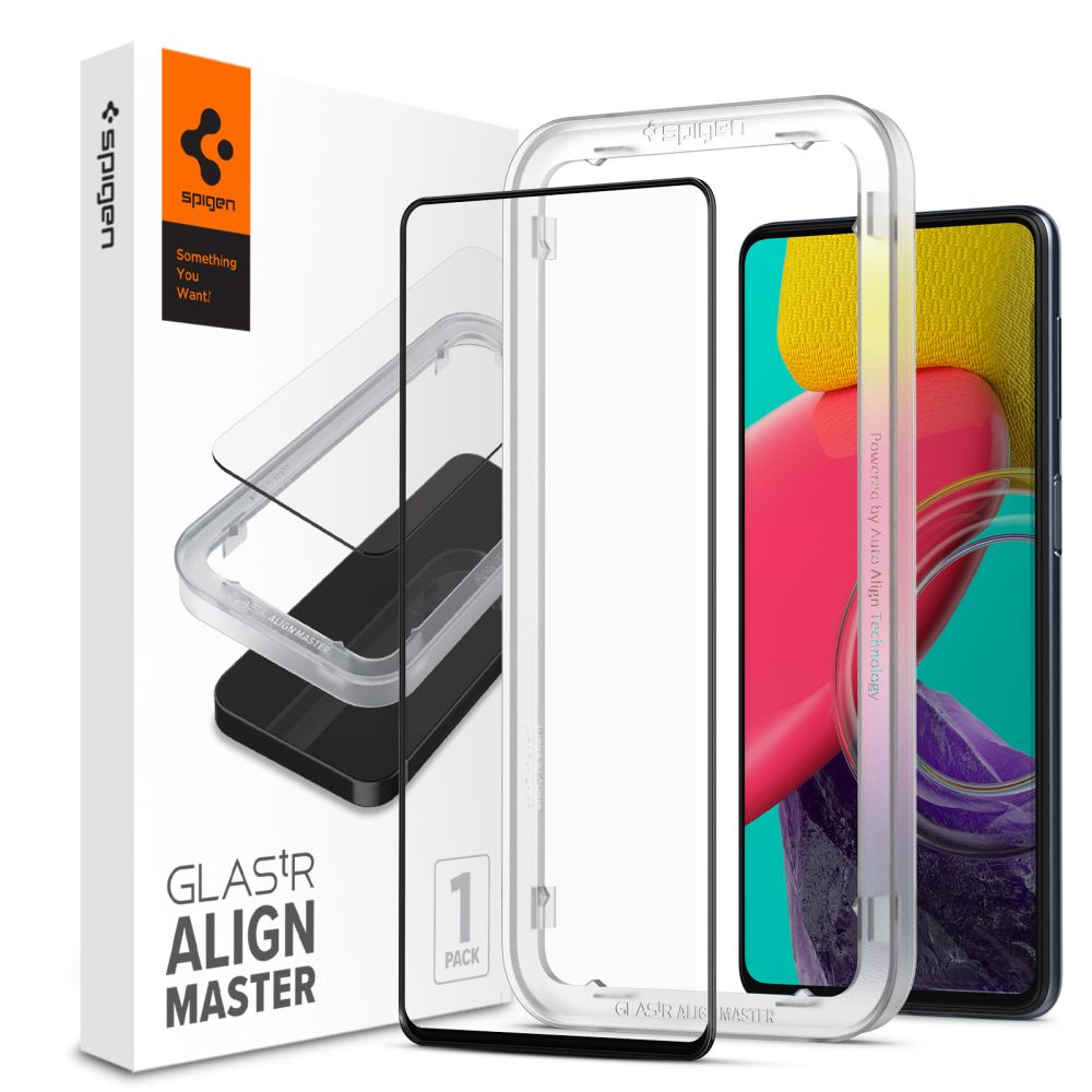 Ochranná fólia na displej Spigen GlastR Align Master pre Samsung Galaxy M53 M536, Tvrdené sklo, Full Glue, Čierna