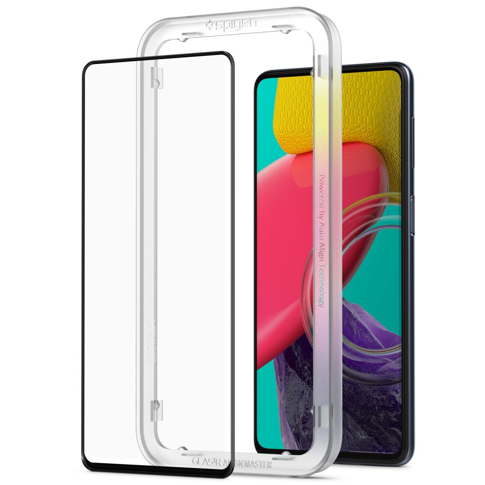 Ochranná fólia na displej Spigen GlastR Align Master pre Samsung Galaxy M53 M536, Tvrdené sklo, Full Glue, Čierna