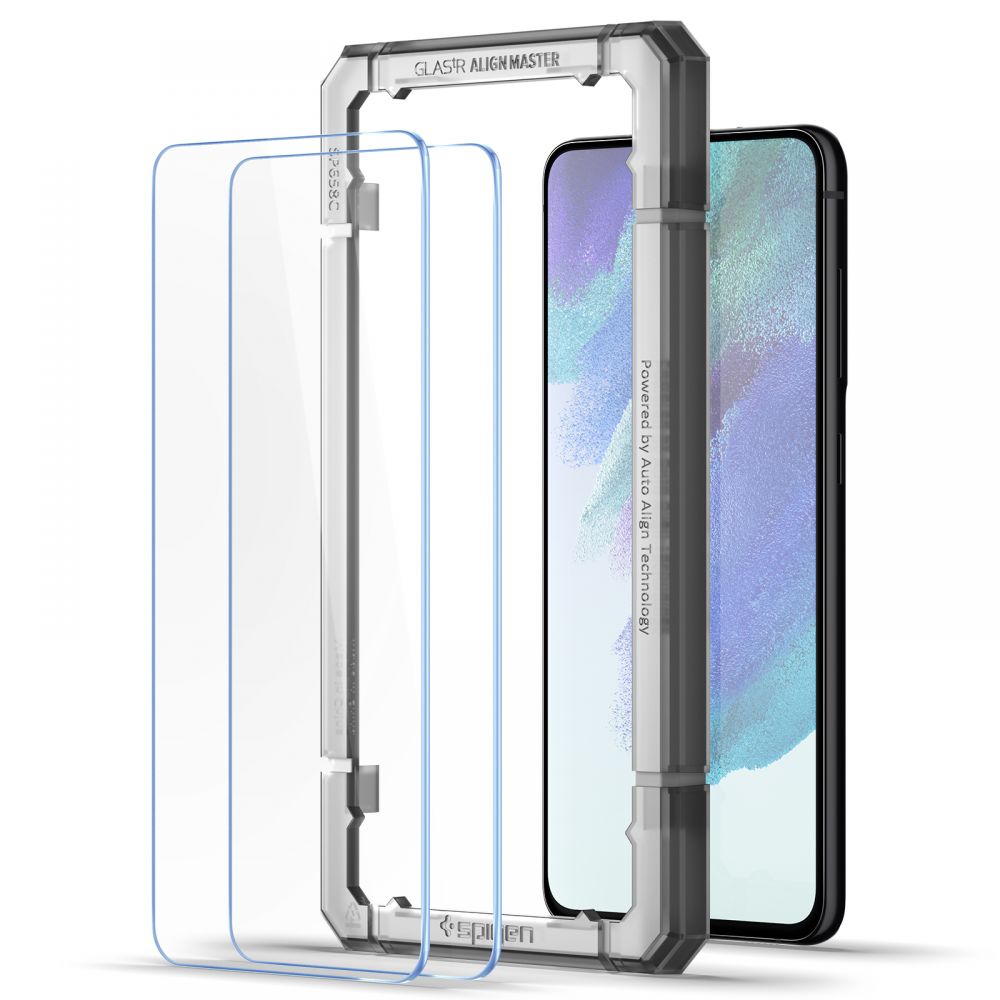 Ochranná fólia na displej Spigen GlastR Align Master pre Samsung Galaxy S21 FE 5G G990, Kalené sklo, Full Glue, Sada 2 kusy AGL03088