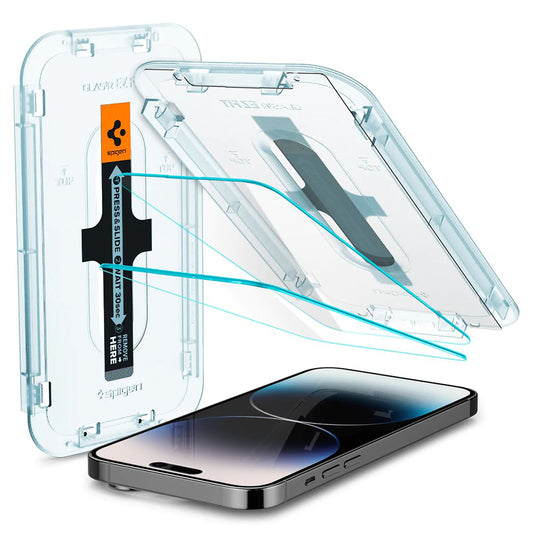Ochranná fólia na displej Spigen GlastR EZ FIT pre Apple iPhone 14 Pro, Tvrdené sklo, Full Glue, Sada 2 kusy