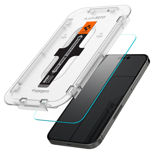 Ochranná fólia na displej Spigen GlastR EZ FIT pre Apple iPhone 14 Pro, Tvrdené sklo, Full Glue, Sada 2 kusy