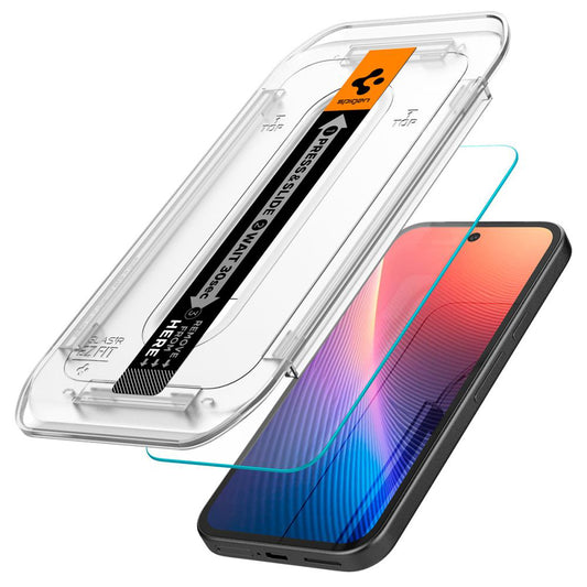 Ochranná fólia na displej Spigen GlastR EZ FIT pre Google Pixel 9a, Tvrdené sklo, Full Glue, Sada 2 kusy AGL08938