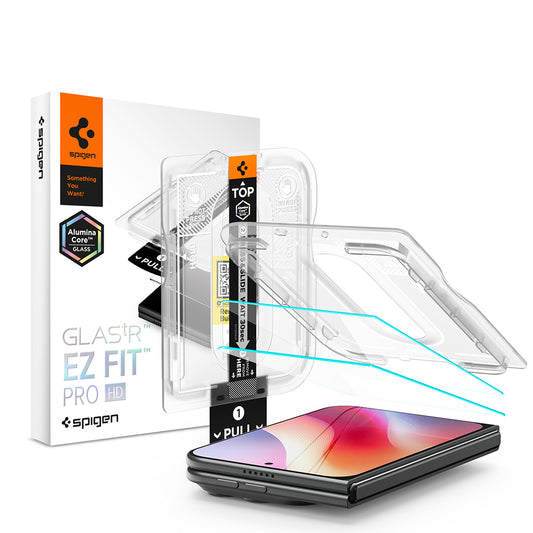 Ochranná fólia na obrazovku Spigen GlastR EZ FIT Pro HD pre Apple iPhone Duo, tvrdené sklo, plné lepidlo, sada 2 kusy AGL12013