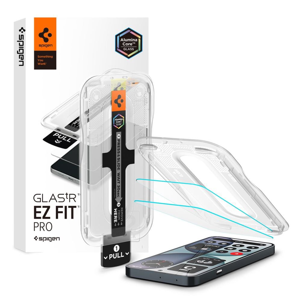 Ochranná fólia na displej Spigen GlastR EZ FIT Pro pre Nothing Phone (4a), tvrdené sklo, plné lepidlo, sada 2 kusy AGL11682