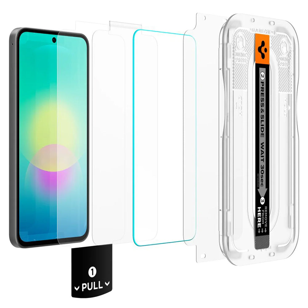 Ochranná fólia na displej Spigen GlastR EZ FIT Pro pre Samsung Galaxy A27 5G, tvrdené sklo, plné lepidlo, sada 2 kusy AGL11809