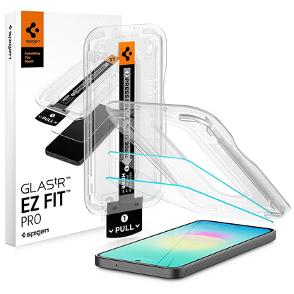 Ochranná fólia na displej Spigen GlastR EZ FIT Pro pre Samsung Galaxy A27 5G, tvrdené sklo, plné lepidlo, sada 2 kusy AGL11809