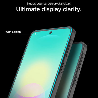 Ochranná fólia na displej Spigen GlastR EZ FIT Pro pre Samsung Galaxy A27 5G, tvrdené sklo, plné lepidlo, sada 2 kusy AGL11809