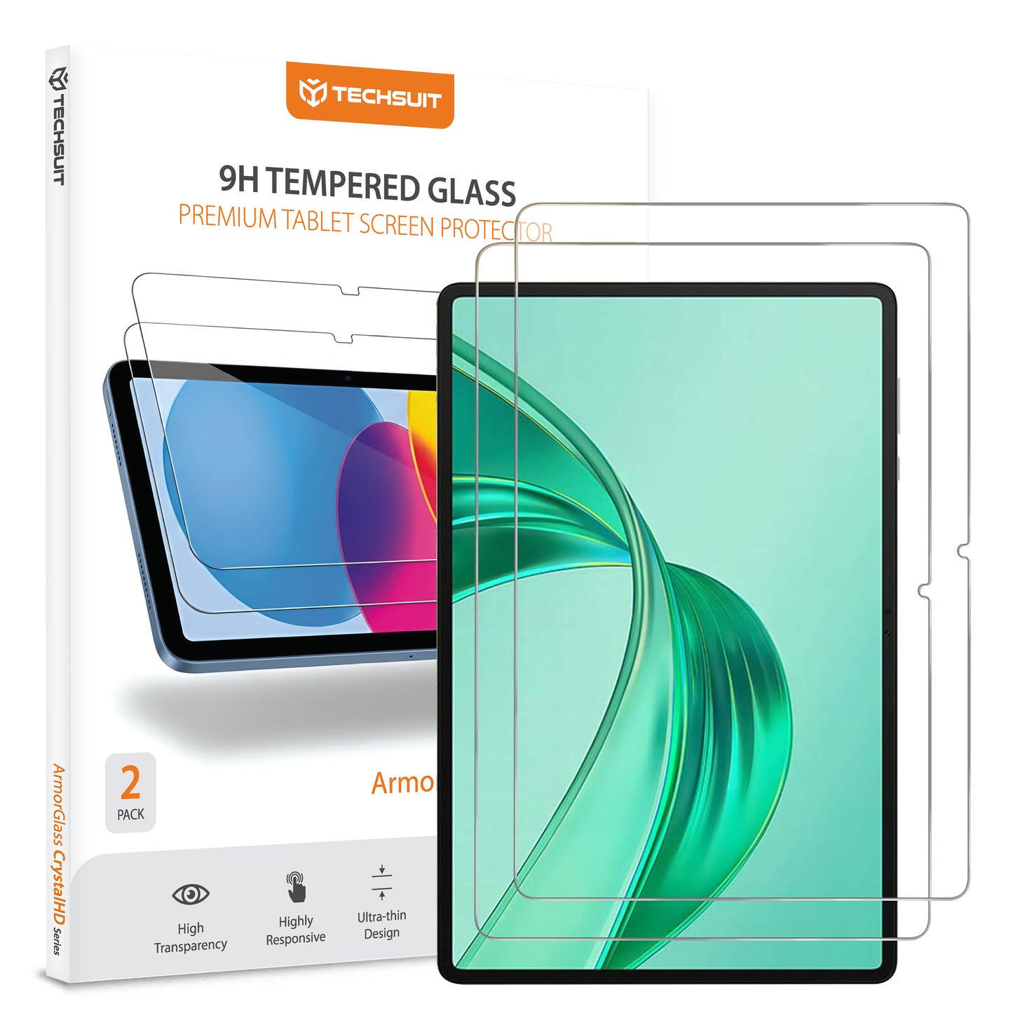 Techsuit ArmorGlass CrystalHD Screen Protector for Honor Pad X8a / Xiaomi Pad 6 / 6 Pro, Tempered Glass, Full Glue, Set of 2 Pieces