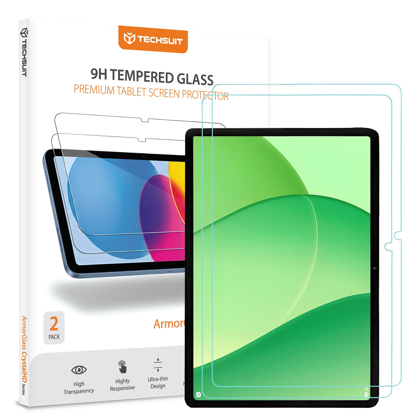 Ochranná fólia na displej Techsuit ArmorGlass CrystalHD pre OnePlus Pad Lite / Oppo Pad SE, Tvrdené sklo, Full Glue, Sada 2 kusy