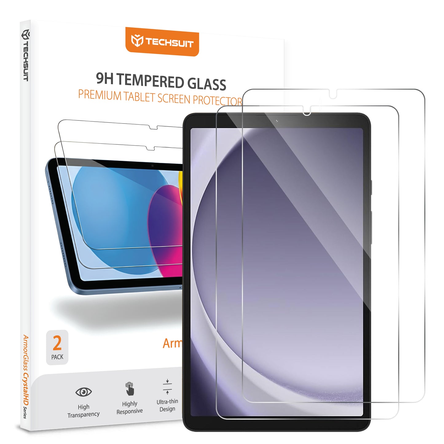 Ochranná fólia na obrazovku Techsuit ArmorGlass CrystalHD pre Samsung Galaxy Tab A11 / Tab A9, Kalené sklo, Full Glue, Sada 2 kusy