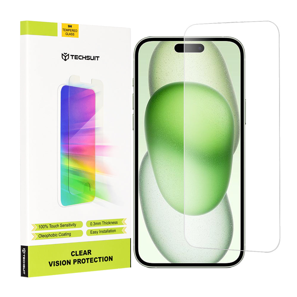 Ochranná fólia na displej Techsuit Clear Vision pre Apple iPhone 16 Plus / 15 Plus / 15 Pro Max, tvrdené sklo, plné lepidlo