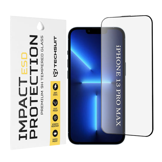 Ochranná fólia na obrazovku Techsuit pre Apple iPhone 13 Pro Max, tvrdené sklo, plné lepidlo, čierna