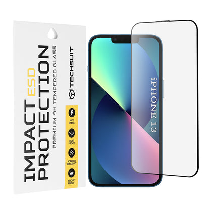 Ochranná fólia na displej Techsuit pre Apple iPhone 14 / 13 Pro / 13, tvrdené sklo, plné lepidlo, čierna