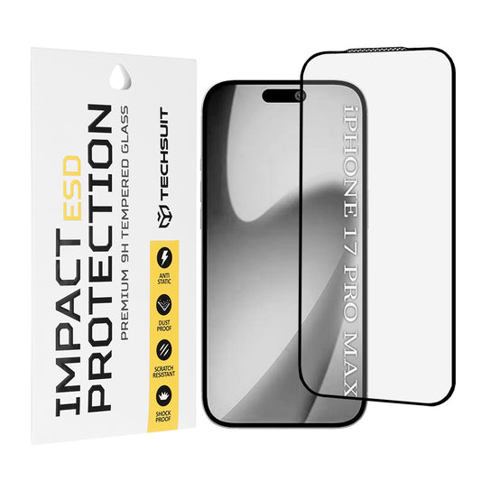 Ochranná fólia Techsuit na displej pre Apple iPhone 17 Pro Max, Tvrdené sklo, Full Glue, Čierna