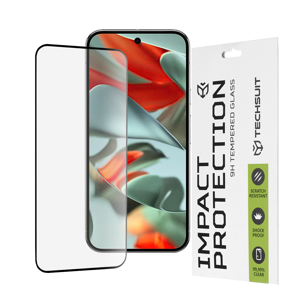 Ochranná fólia na displej Techsuit pre Google Pixel 9 Pro XL, tvrdené sklo, Full Glue, 111D, čierna
