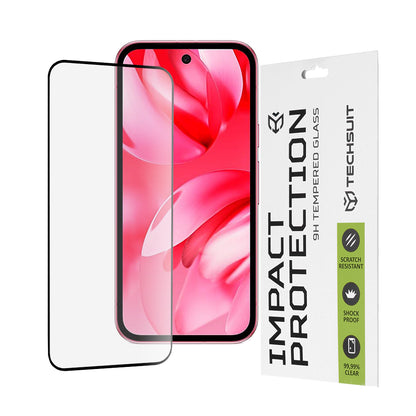 Ochranná fólia na displej Techsuit pre Google Pixel 9a, tvrdené sklo, Full Glue, 111D, čierna