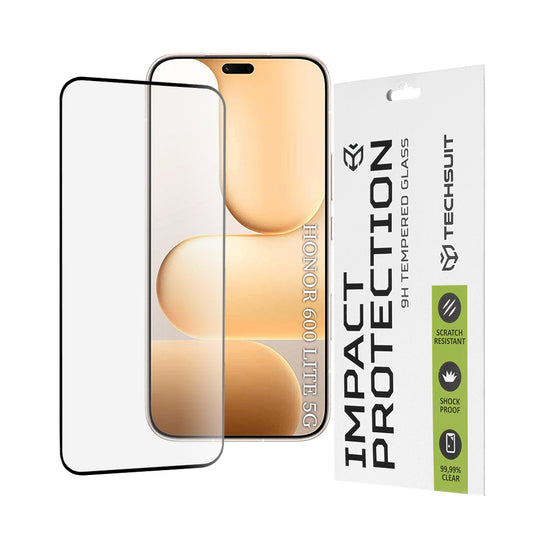 Ochranná fólia Techsuit na displej pre Honor 600 Lite, Kalené sklo, Full Glue, 111D, Čierna