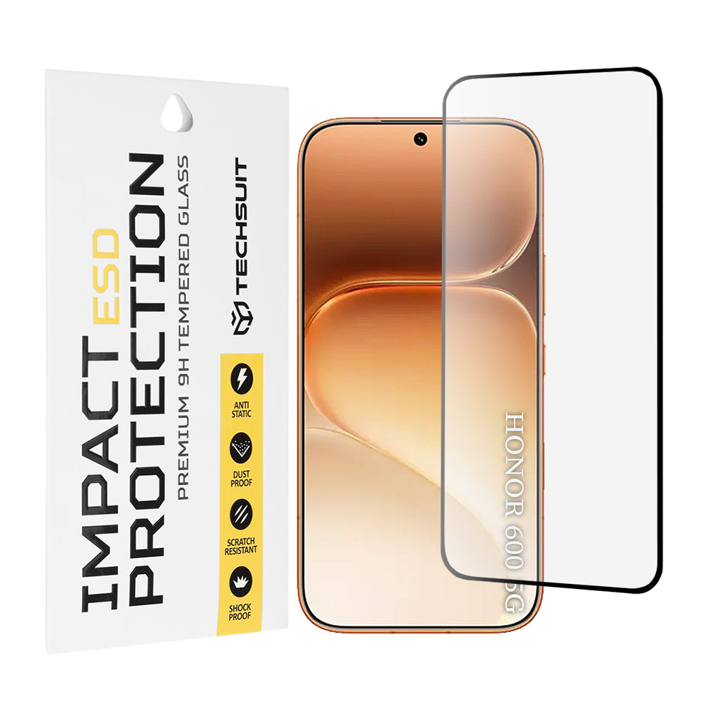 Ochranná fólia na displej Techsuit pre Honor 600 Pro / 600, tvrdené sklo, plné lepidlo, čierna