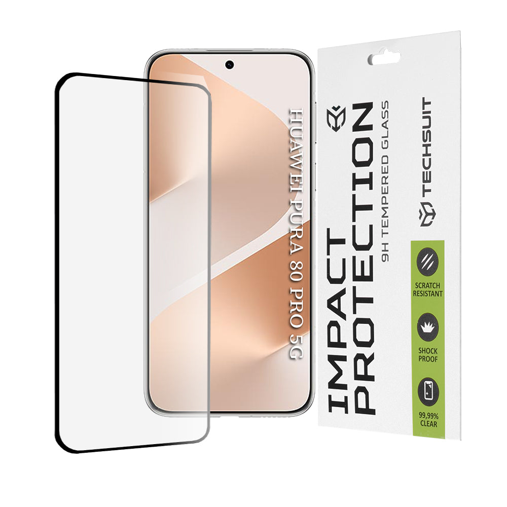 Ochranná fólia na displej Techsuit pre Huawei Pura 80 Pro, tvrdené sklo, Full Glue, 111D, čierna