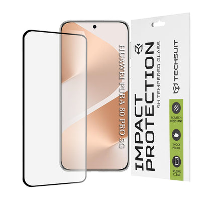 Ochranná fólia na displej Techsuit pre Huawei Pura 80 Pro, tvrdené sklo, Full Glue, 111D, čierna