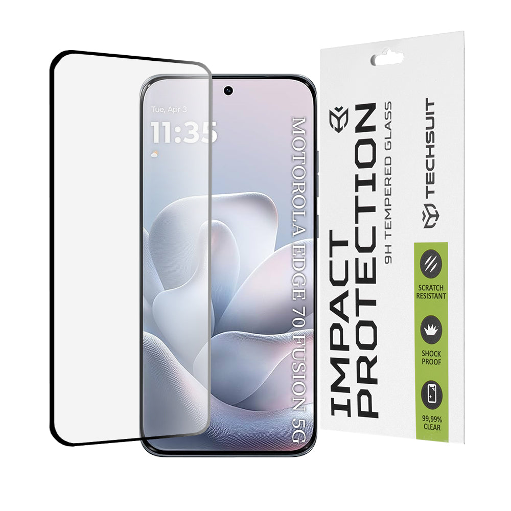 Techsuit Screen Protector for Motorola Edge 70 Fusion, Tempered Glass, Full Glue, 111D, Black