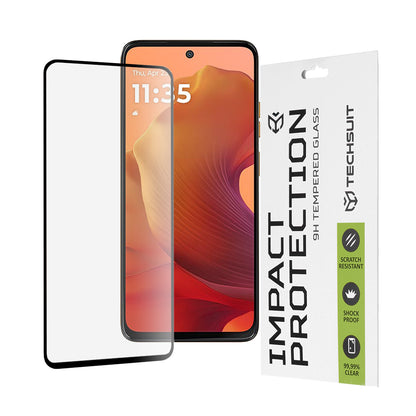 Ochranná fólia na displej Techsuit pre Motorola Moto G15 / G15 Power, tvrdené sklo, plné lepidlo, 111D, čierna