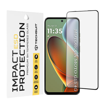 Ochranná fólia na displej Techsuit pre Motorola Moto G15 / G15 Power, tvrdené sklo, plné lepidlo, čierna