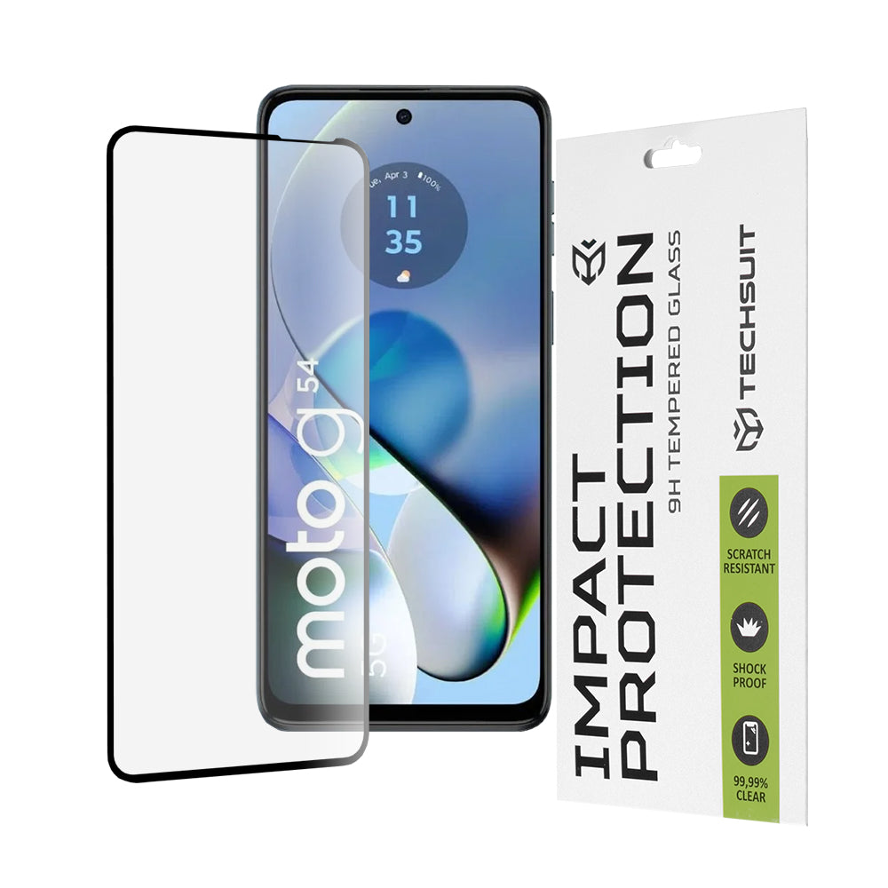 Ochranná fólia na displej Techsuit pre Motorola Moto G64 / G54 Power Edition / G14 / G54, tvrdené sklo, Full Glue, 111D, čierna