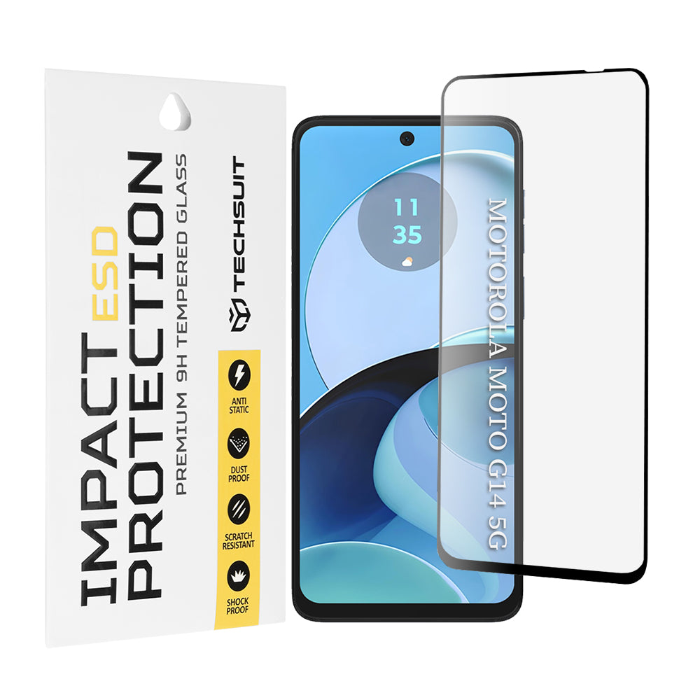 Ochranná fólia na displej Techsuit pre Motorola Moto G64 / G54 Power Edition / G14 / G54, tvrdené sklo, plné lepidlo, čierna