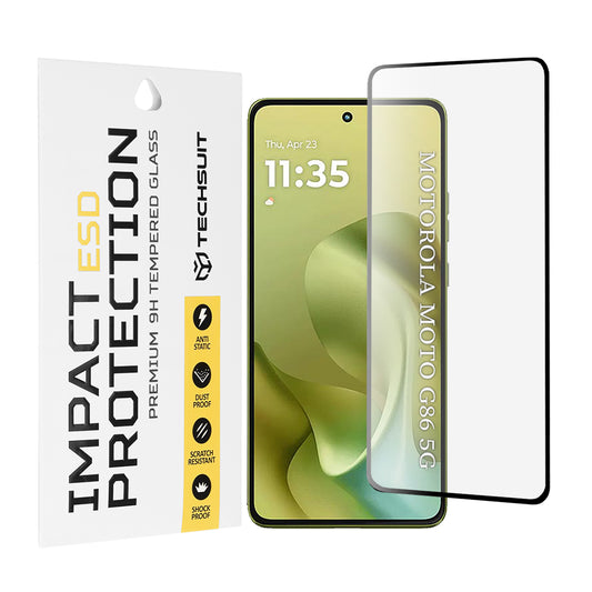 Ochranná fólia na displej Techsuit pre Motorola Moto G86 Power / G86, tvrdené sklo, plné lepidlo, čierna