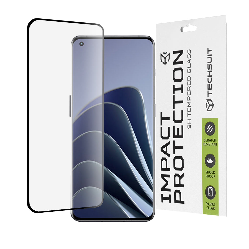 Ochranná fólia na displej Techsuit pre OnePlus Ace 2 Pro / Ace 2 / 11R / 11 / 10 Pro, tvrdené sklo, plné lepidlo, 111D, čierna