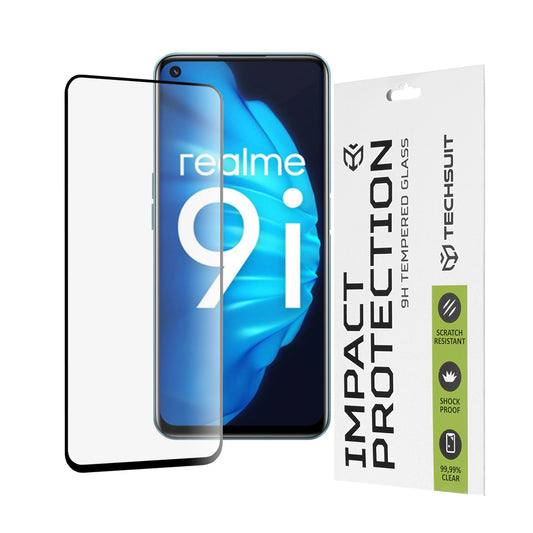 Ochranná fólia na displej Techsuit pre OnePlus Nord CE 2 Lite 5G / Realme Narzo 50 / 9 5G / 9i / 9 Pro, tvrdené sklo, Full Glue, 111D, čierna
