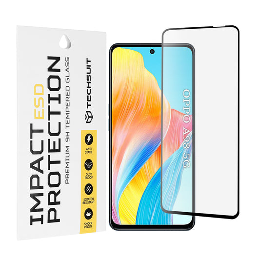 Ochranná fólia na obrazovku Techsuit pre OnePlus Nord N30 SE / Oppo A79 / A98 / A58 4G, tvrdené sklo, plné lepidlo, čierna