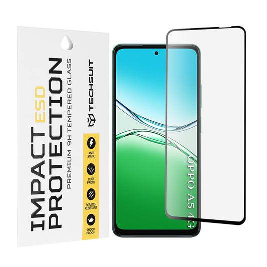 Ochranná fólia na obrazovku Techsuit pre Oppo A5 4G / A5 5G, tvrdené sklo, plné lepidlo, čierna