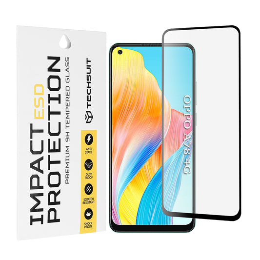 Ochranná fólia na obrazovku Techsuit pre Oppo A78 4G, tvrdené sklo, plné lepidlo, čierna